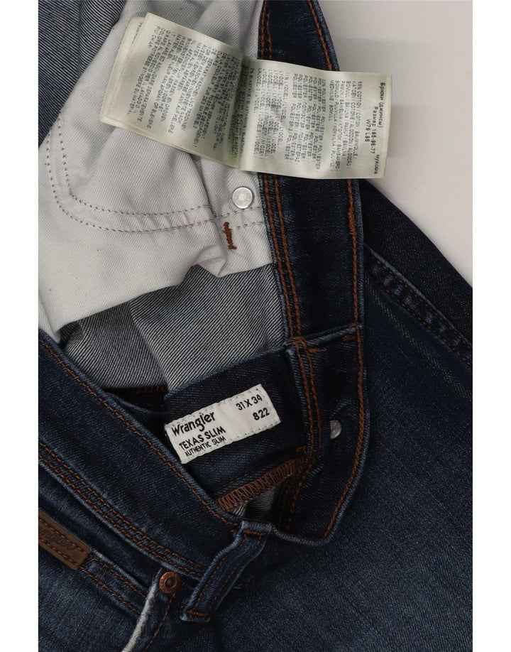 Wrangler Vaqueros ajustados desgastados Texas para hombre W31 L34 Algodón azul