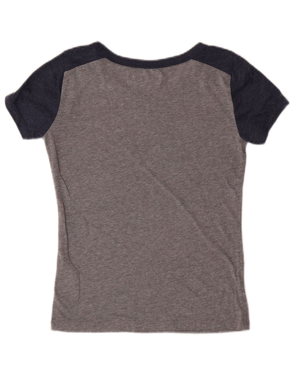 HOLLISTER Camiseta gráfica para mujer UK 6 XS Gris Colorblock Algodón