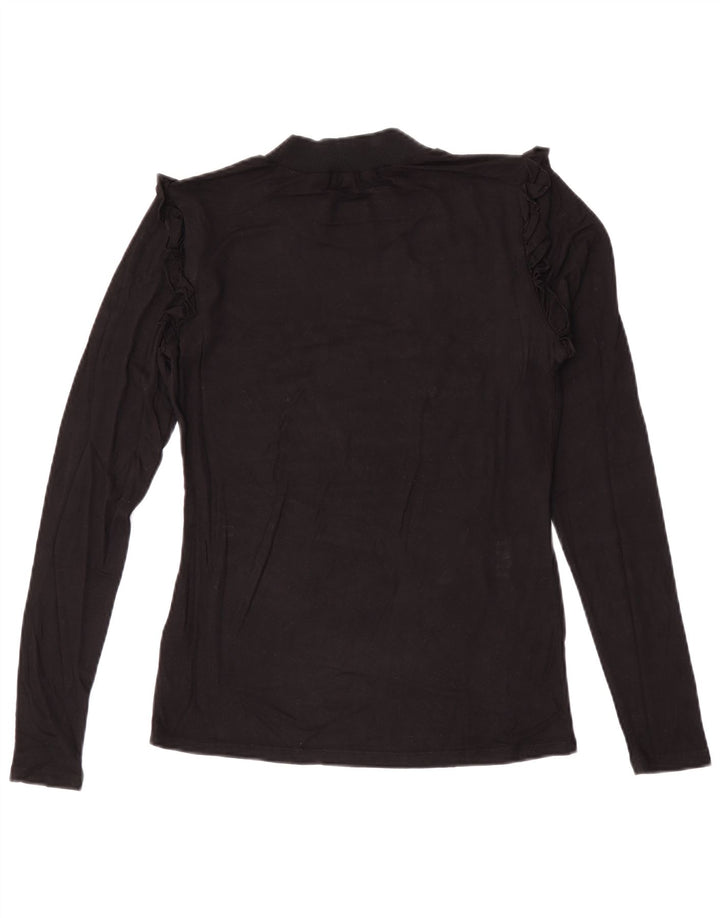 Guess Top gráfico para mujer de manga larga UK 10 Small Viscosa negra