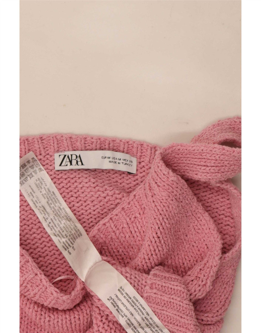 Zara Mujer Crop Top De Punto UK 42 Algodón Rosa Medio