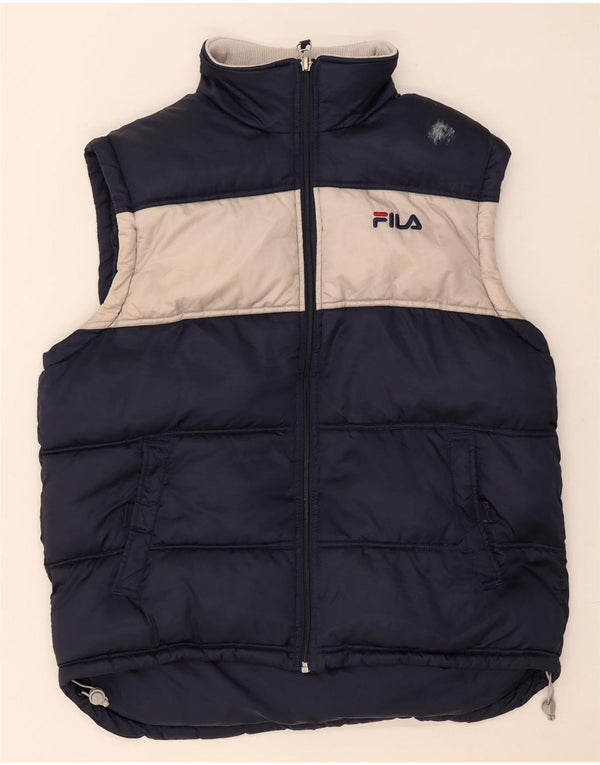Fila Chaleco acolchado para hombre UK 38 Medium Azul marino Colorblock Poliamida