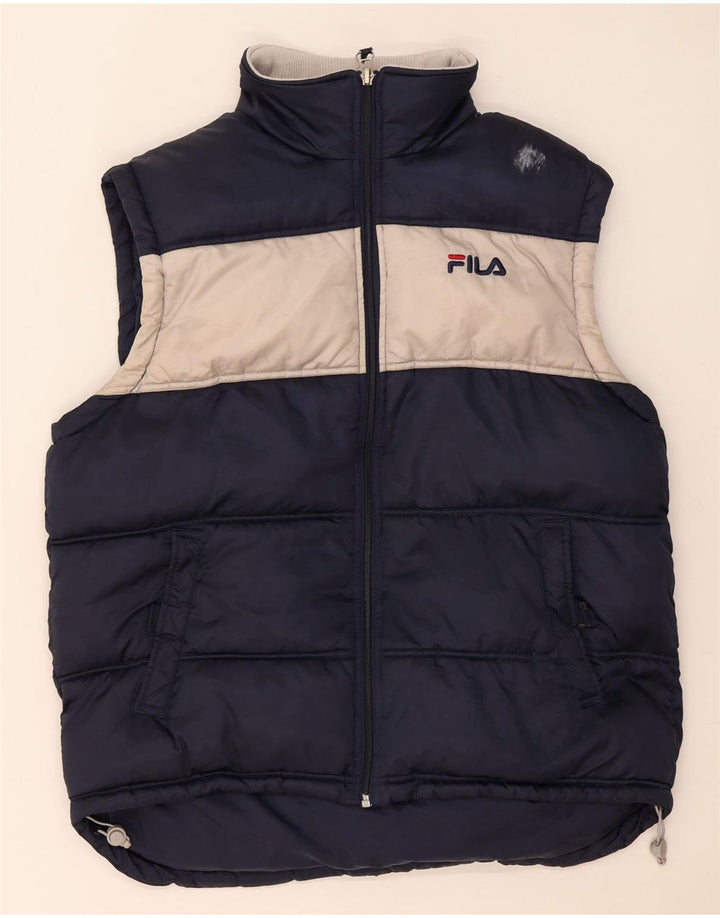 Fila Chaleco acolchado para hombre UK 38 Medium Azul marino Colorblock Poliamida