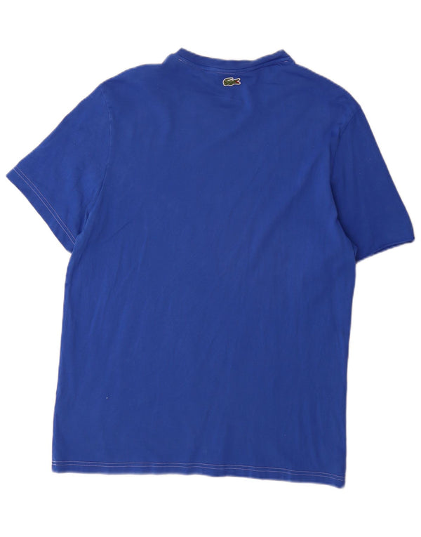 Lacoste Camiseta gráfica de ajuste regular para hombre, talla 5, algodón azul grande