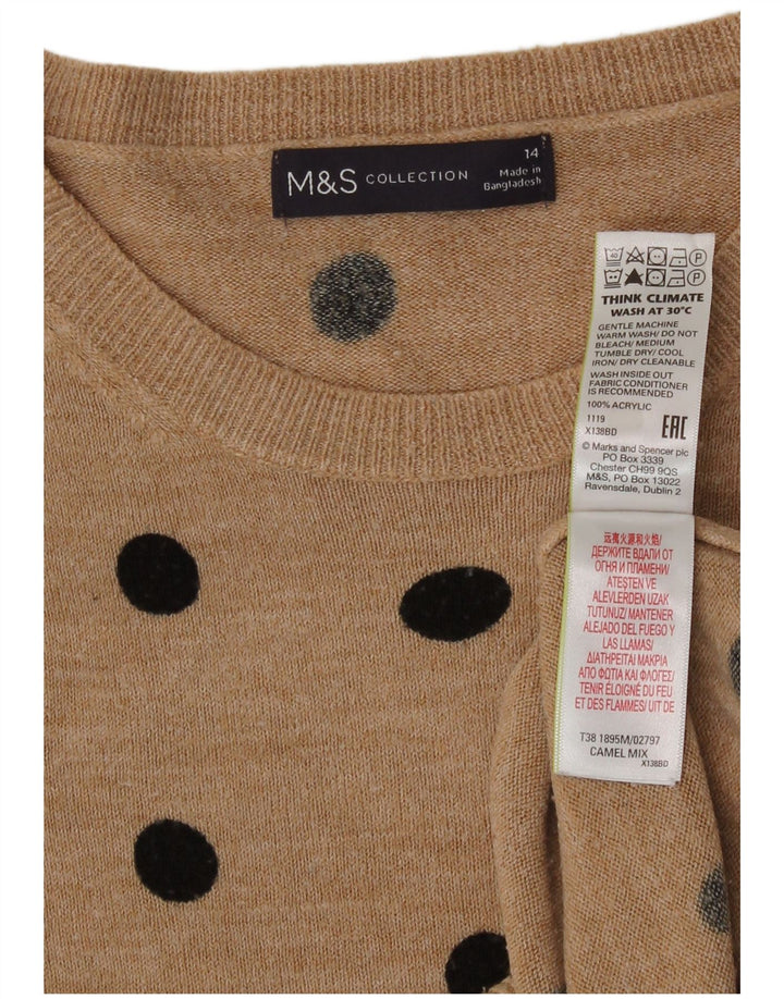 Marks & Spencer Suéter tipo jersey con cuello redondo para mujer UK 40 Medium Black Spotted