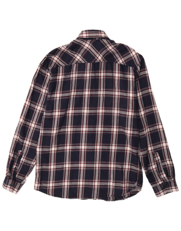 Jack & Jones Hombre Camisa De Franela De Algodón A Cuadros Azul Marino Mediano