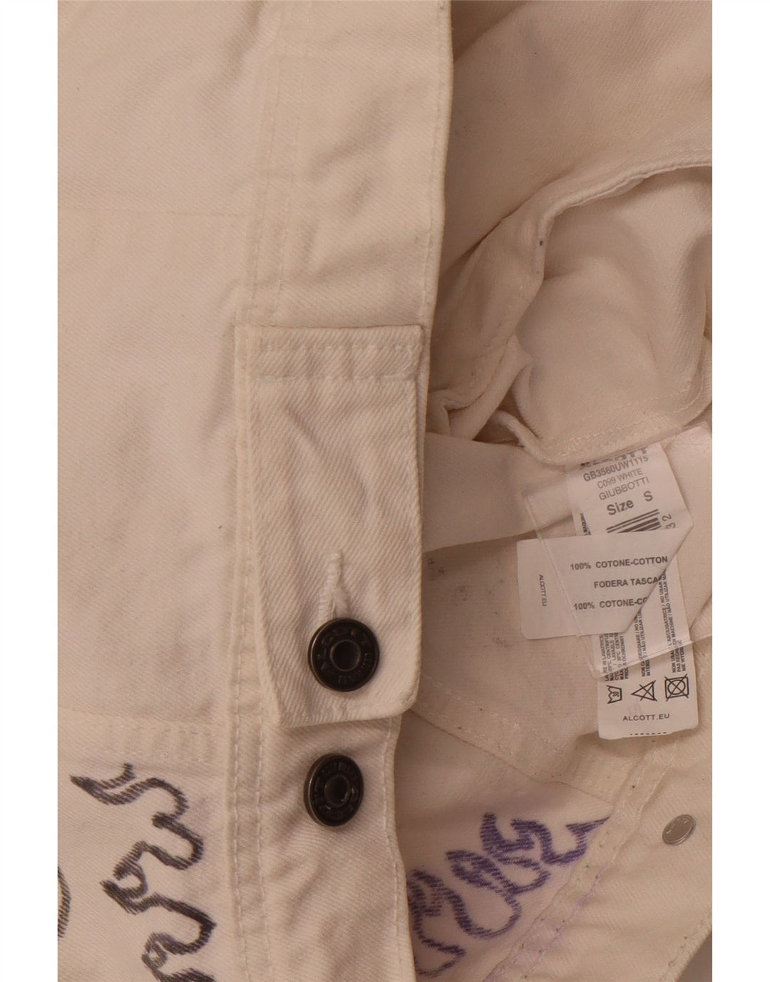 ALCOTT Chaqueta vaquera gráfica para mujer UK 1O Small White Cotton