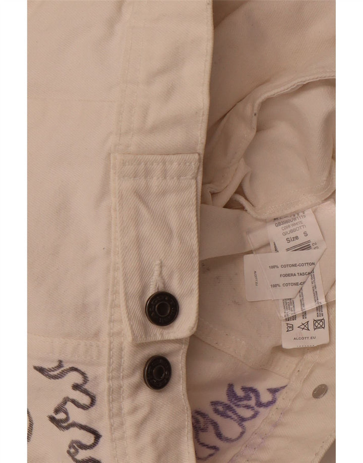 ALCOTT Chaqueta vaquera gráfica para mujer UK 1O Small White Cotton