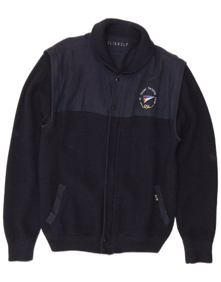 Loli Wolf Cárdigan náutico para hombre de lana mediana en color azul marino
