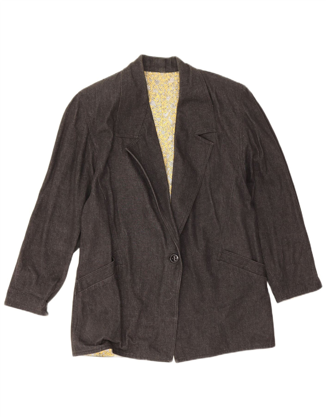 Vintage mujer 1 botón Blazer chaqueta Reino Unido 16 gris grande
