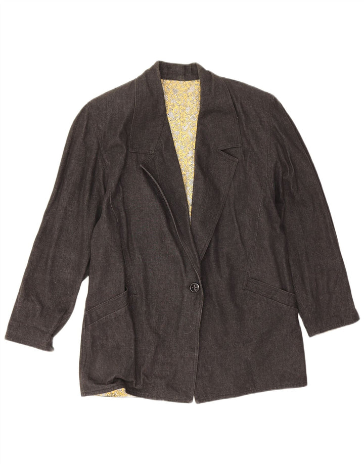 Vintage mujer 1 botón Blazer chaqueta Reino Unido 16 gris grande