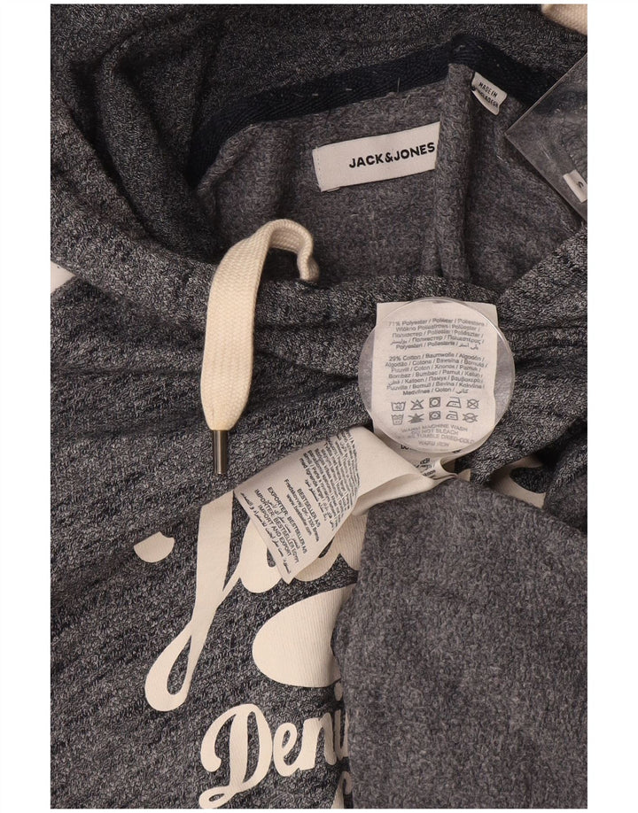 JACK & JONES Hombre Sudadera con capucha gráfica Jersey pequeño de algodón moteado en azul marino