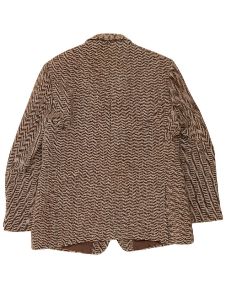 Barker Chaqueta tipo blazer Harris Tweed de 2 botones para hombre UK 46 3XL Marrón Herringbone