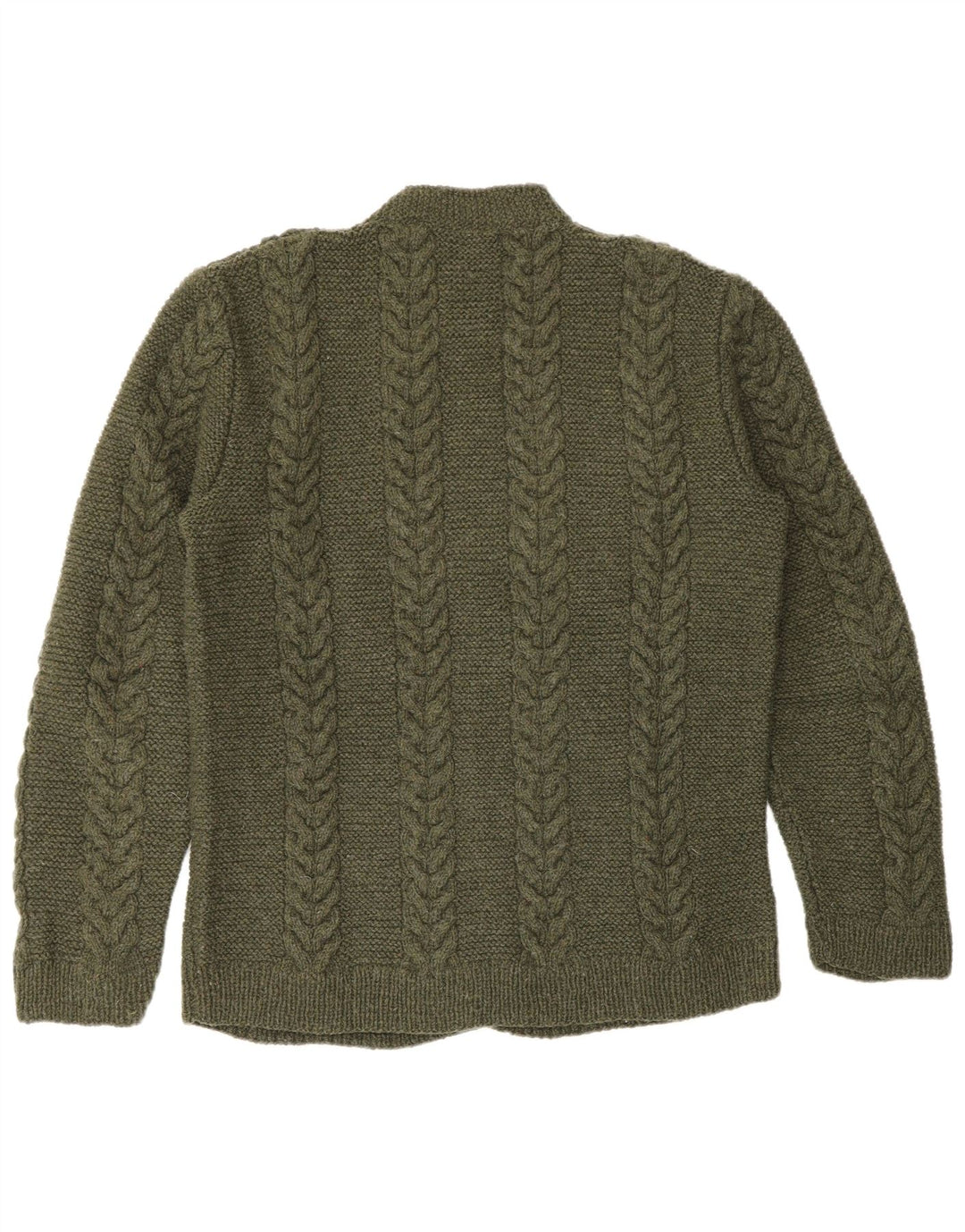 Vintage Hombres Cardigan Suéter Medio Caqui