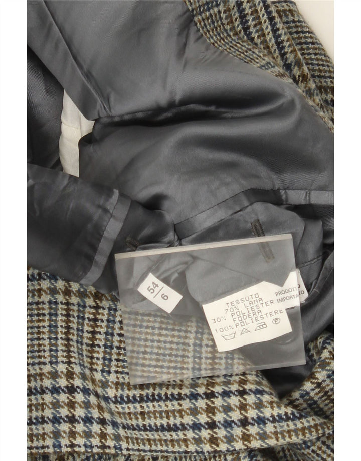 Vintage hombres 2 botones Blazer chaqueta IT 54 2XL lana de pata de gallo verde