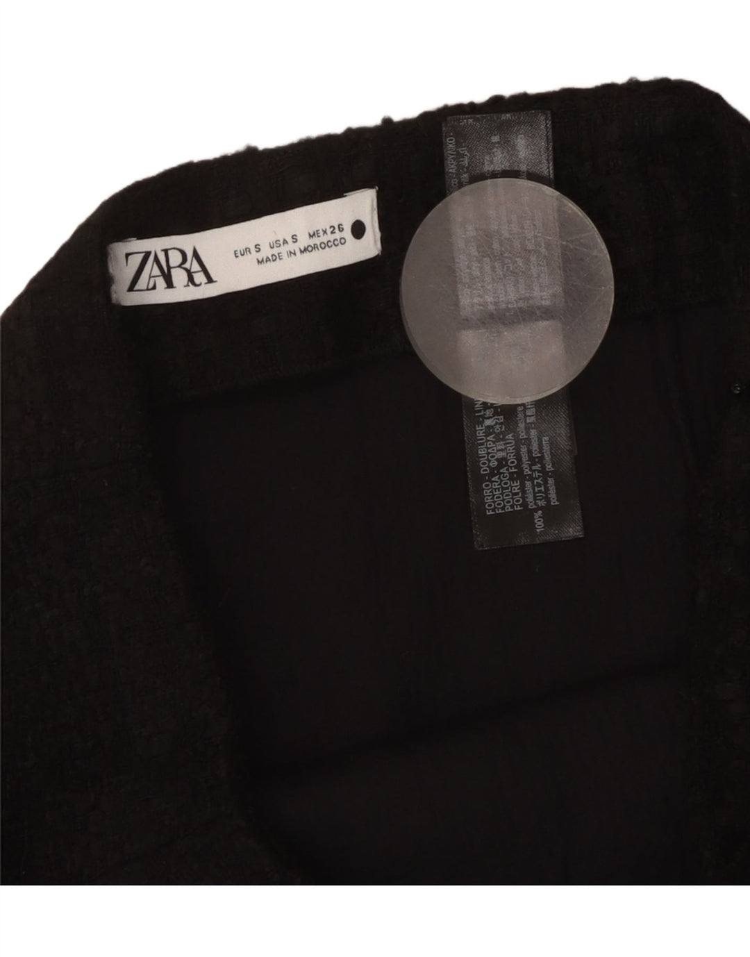Minifalda Zara Mujer Small W26 Acrílico A Cuadros Negro