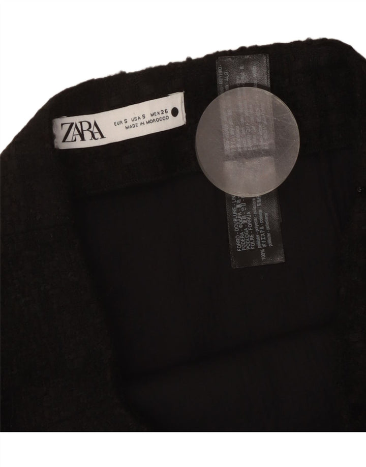Minifalda Zara Mujer Small W26 Acrílico A Cuadros Negro