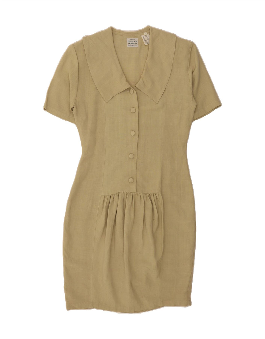 BENETTON Womens Shirt Dress IT 44 Medium Beige Viscose Vintage Benetton and Second-Hand Benetton from Messina Hembry 