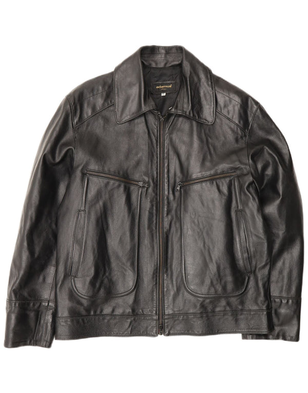 Vintage mujer suelta ajuste chaqueta de cuero Reino Unido 18 XL cuero negro