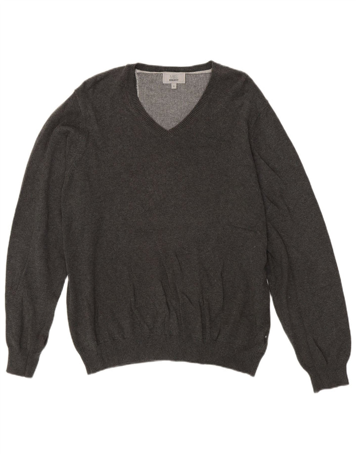 Marks & Spencer Jersey Regular Fit con Cuello en V para Hombre Algodón Gris Grande