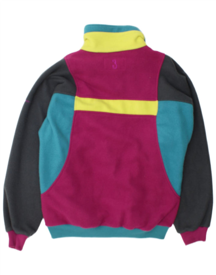 Vintage hombres gráfico polar chaqueta Reino Unido 40 gran bloque de color multicolor