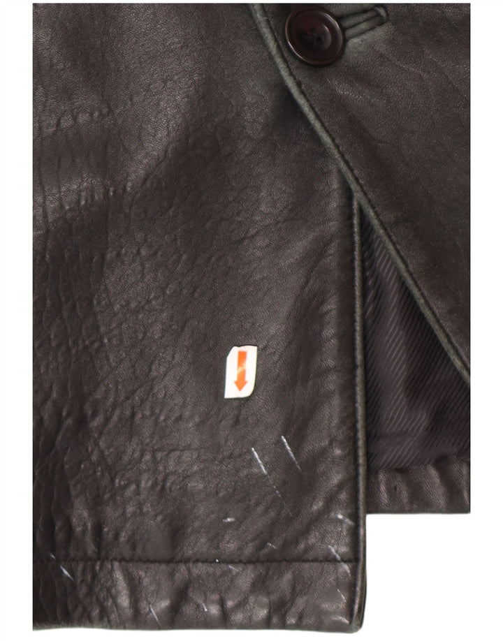 SUMMIT Abrigo de cuero para hombre UK 42 XL Cuero negro