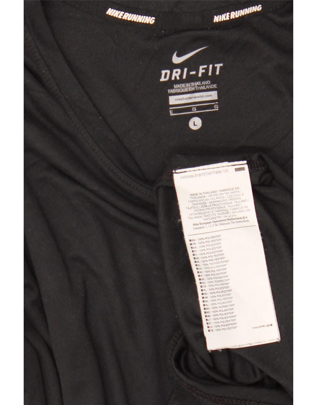 Nike Mujer Dri Fit Top Manga Larga UK 46 Grande Poliéster Negro