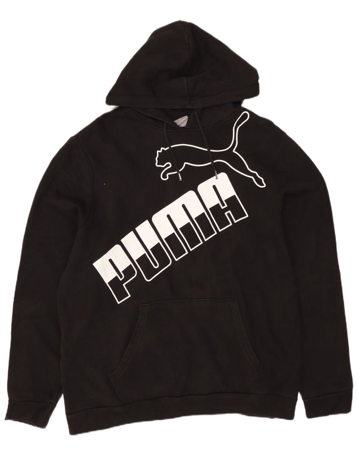 PUMA Sudadera con capucha gráfica para hombre, talla grande, color negro