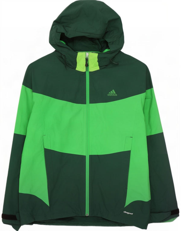 Adidas Chaqueta impermeable con capucha Clima Proof para hombre UK 44 2XL Verde Colorblock