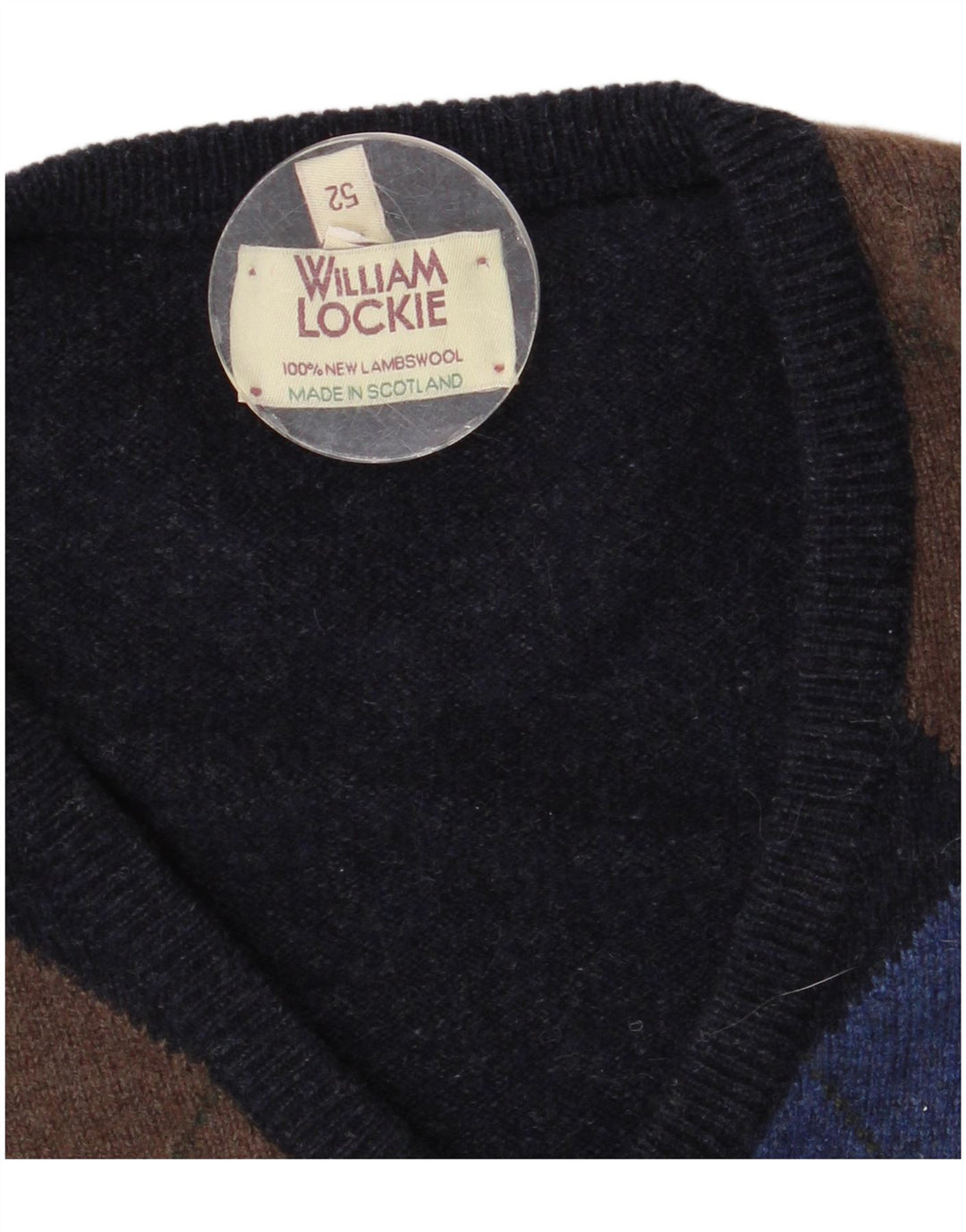 WILLIAM LOCKIE Camiseta sin mangas para hombre IT 52 Large Lana de cordero azul marino