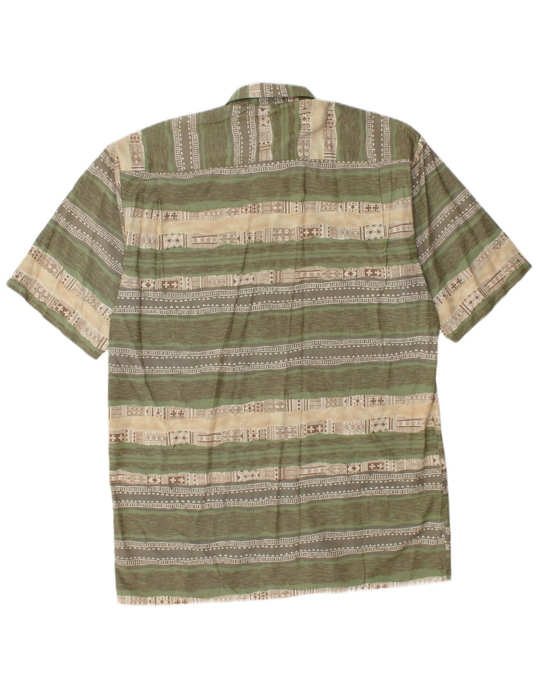 Camisa vintage de manga corta para hombre a rayas verdes grandes