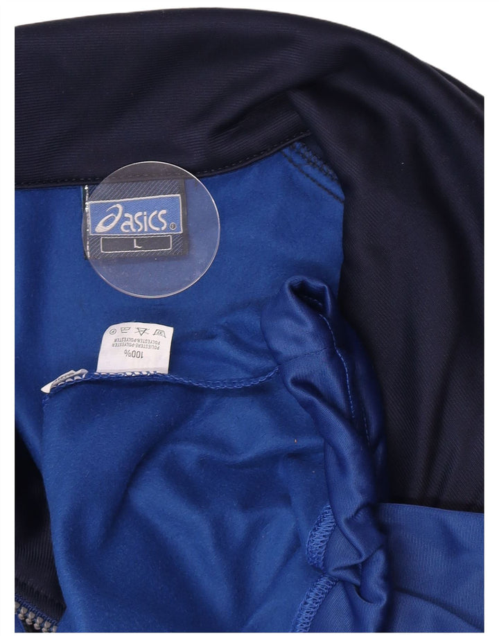 Asics Hombre Graphic Chándal Top Chaqueta Grande Azul Colorblock Poliéster