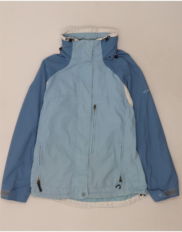 Columbia Chaqueta impermeable extragrande con capucha para mujer Reino Unido 40 Small Azul Colorblock