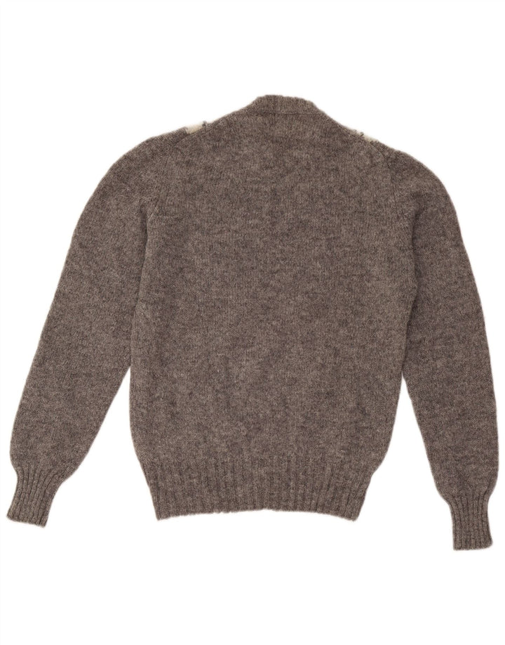 Claudio Suéter tipo jersey con cuello redondo para mujer Reino Unido 44 Grande Gris Argyle/Diamante