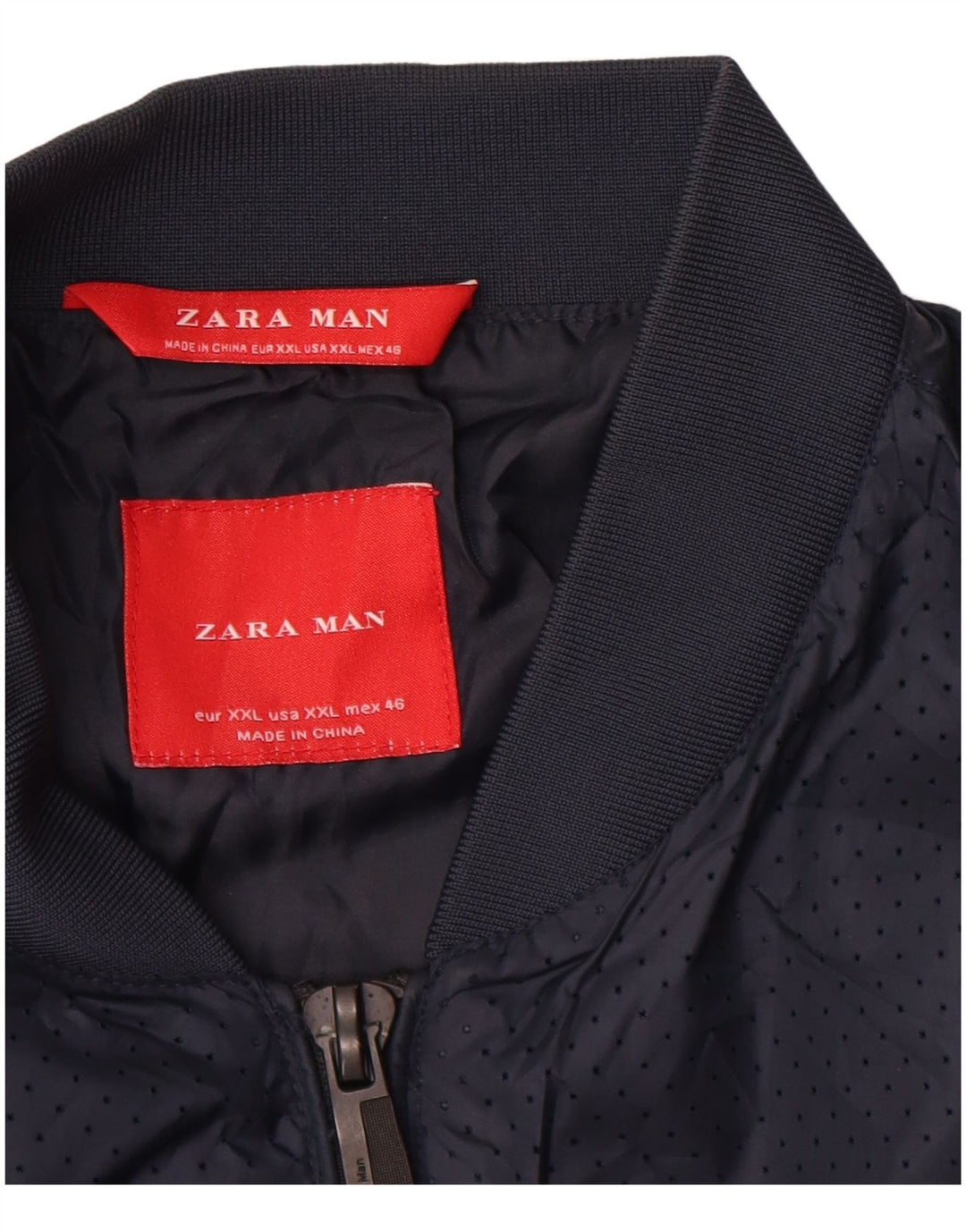 ZARA Cazadora Bomber Hombre UK 44 2XL Azul Marino Poliéster