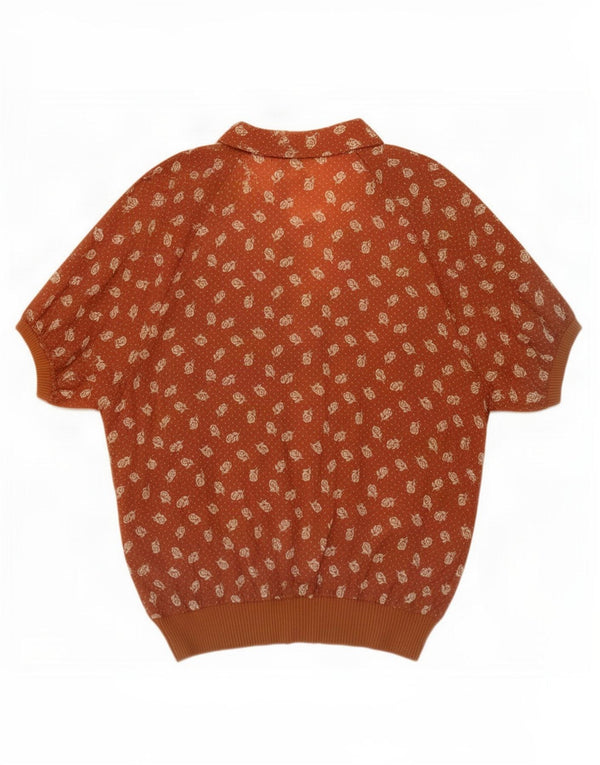 Blusa vintage para mujer Top IT 48 XL Acetato floral marrón