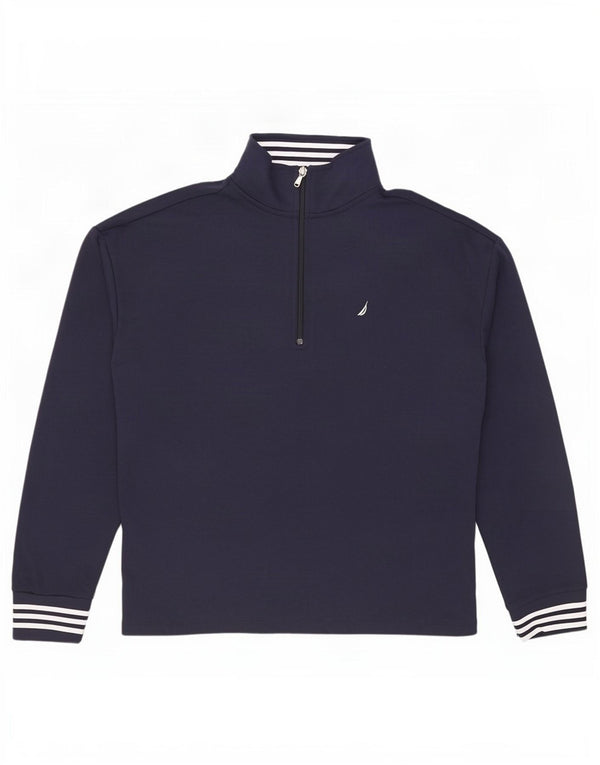 Nautica Sudadera con cuello y cremallera para hombre Jumper Medium Azul marino Algodón