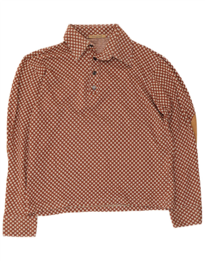 Daniele Alessandrini Camisa pulóver para mujer UK 46 Grande Marrón Geométrico