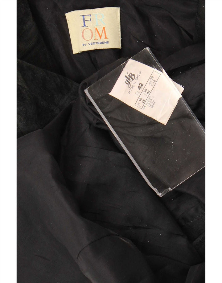 Vintage mujer 2 botones ante Blazer chaqueta Reino Unido 10 pequeño cuero negro