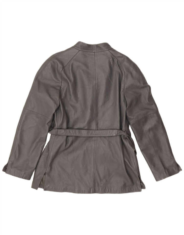 Vintage mujer abrigo chaqueta de cuero IT 46 cuero gris grande