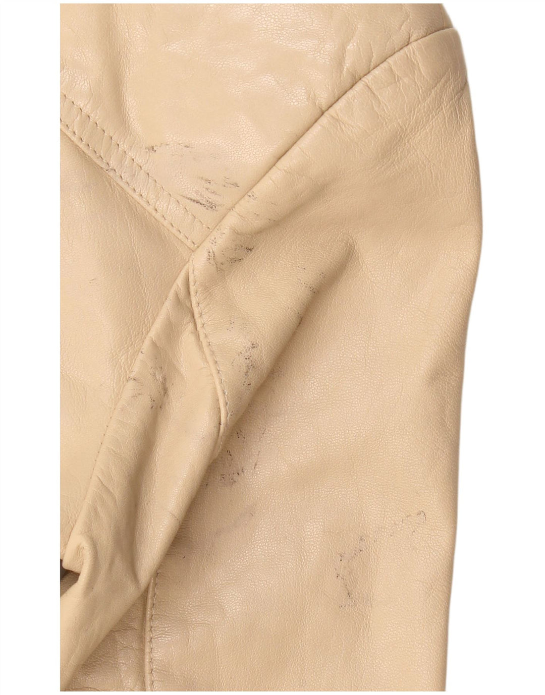 VINTAGE Chaqueta Blazer de Cuero de 4 Botones para Mujer IT 36 XS Cuero Beige