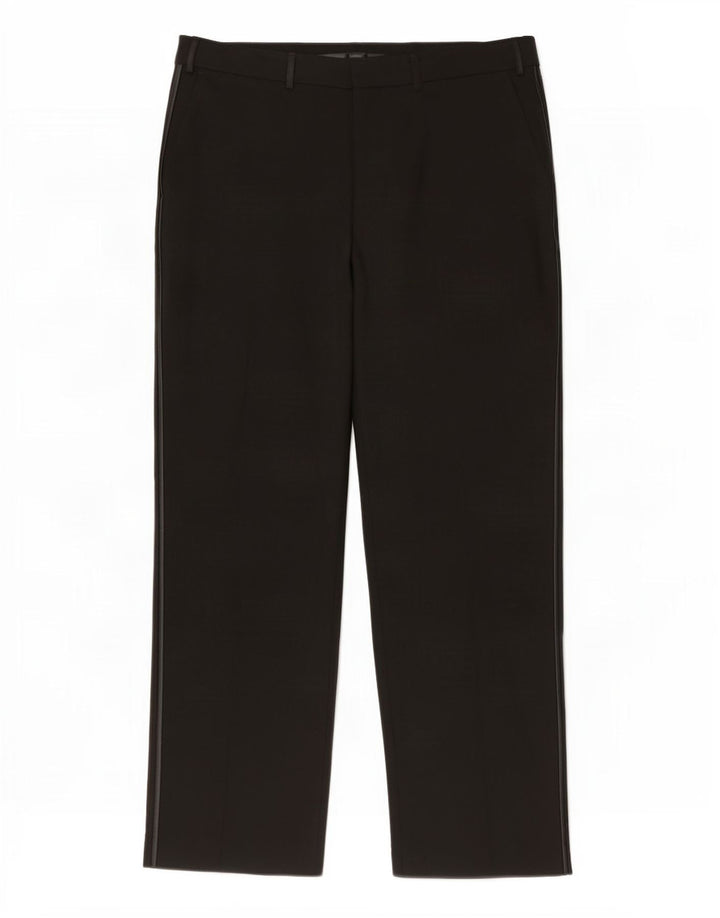 Marks & Spencer Pantalón de traje recto para hombre W36 L31 Poliéster negro