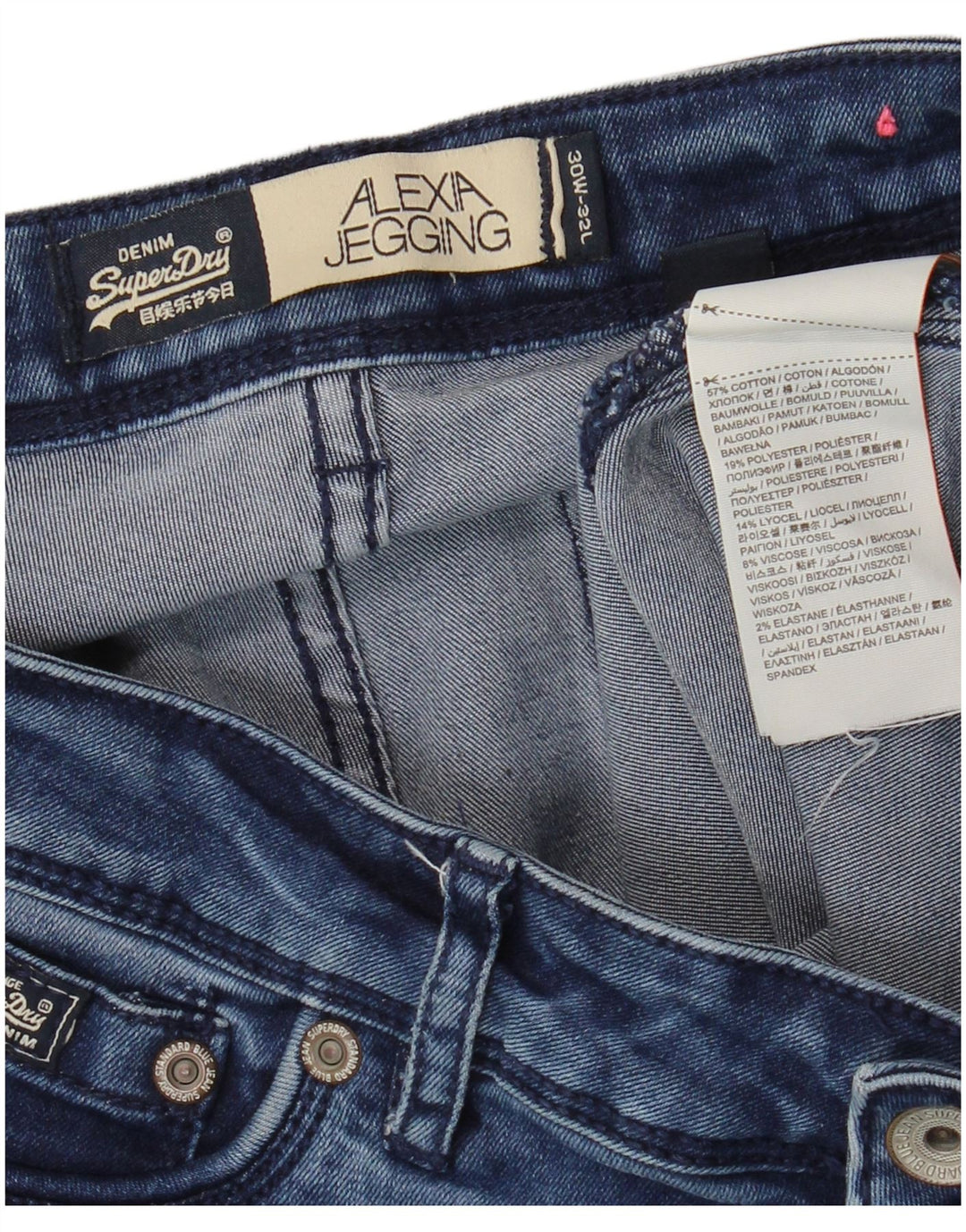 SUPERDRY Vaqueros ajustados Alexia Jegging para mujer W30 L32 Algodón azul