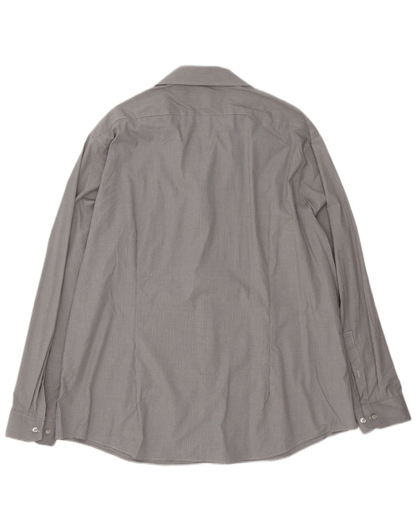 Dkny Camisa Slim Fit para Hombre Talla 18 2XL Algodón a Cuadros Gris