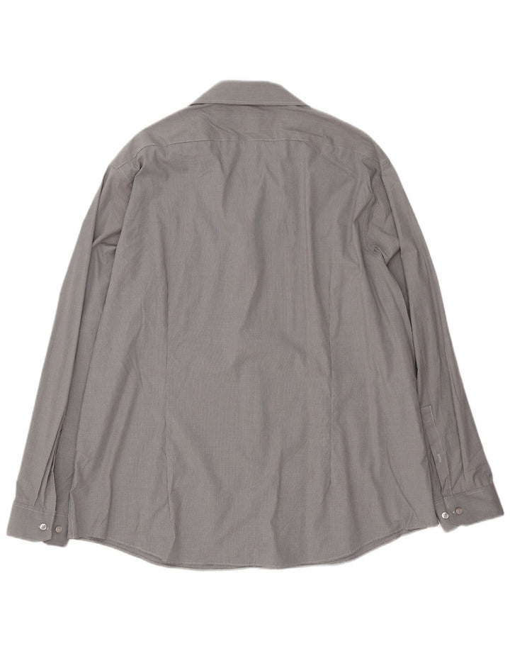 Dkny Camisa Slim Fit para Hombre Talla 18 2XL Algodón a Cuadros Gris