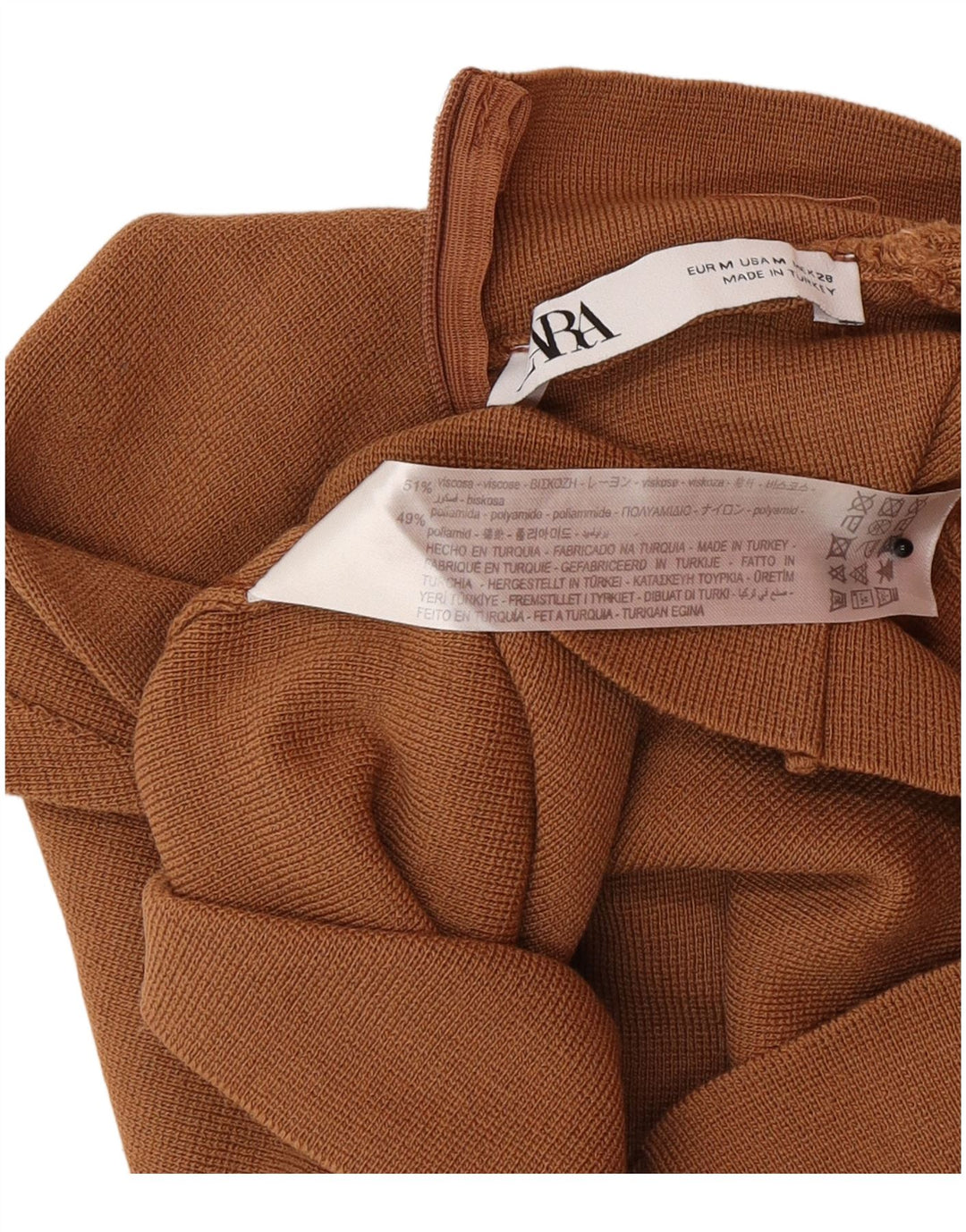 Zara Mujer Crop Top Sin Mangas UK 42 Marrón Medio Poliamida