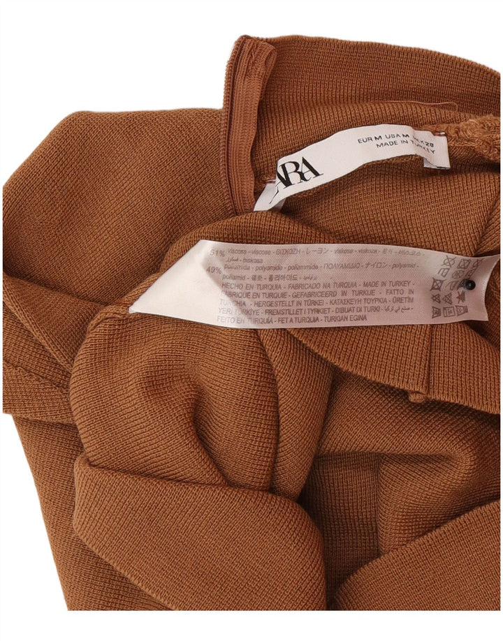 Zara Mujer Crop Top Sin Mangas UK 42 Marrón Medio Poliamida
