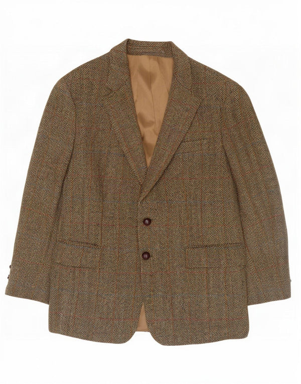 Harris Tweed Chaqueta corta para hombre EU 48 Medium Khaki Herringbone