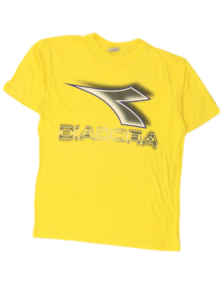DIADORA Hombre Camiseta Estampada Top Algodón Amarillo Medio