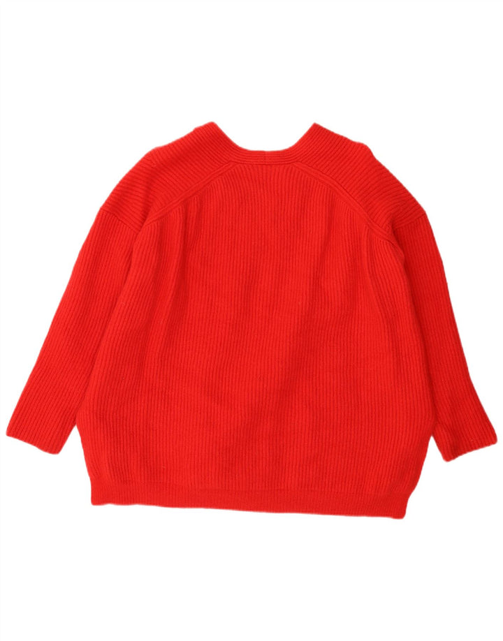 All Saints Jersey extragrande con cuello en V para mujer UK 40 Lana roja mediana
