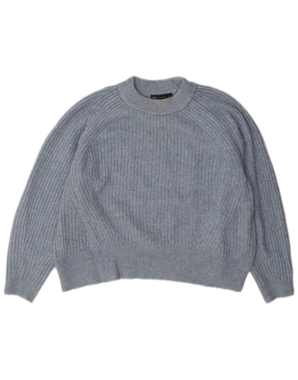 Marks & Spencer Jersey con cuello alto para mujer, talla 44, talla grande, color azul